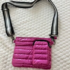 THINK ROYLN Shiny Pink Crossbody Bag with Pouch